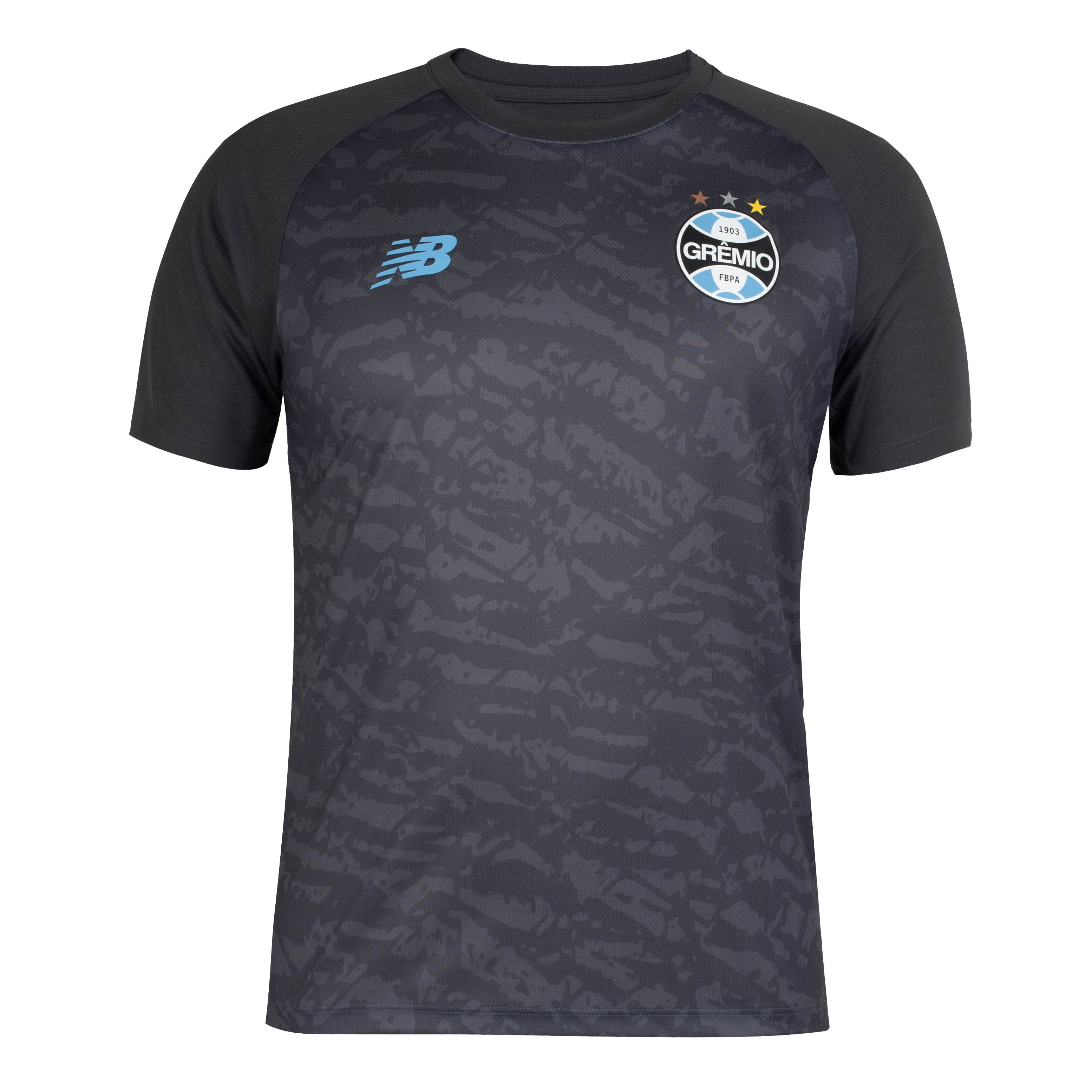 Camisa Masculina Grêmio 2026 New Balance na cor cinza vista frontal