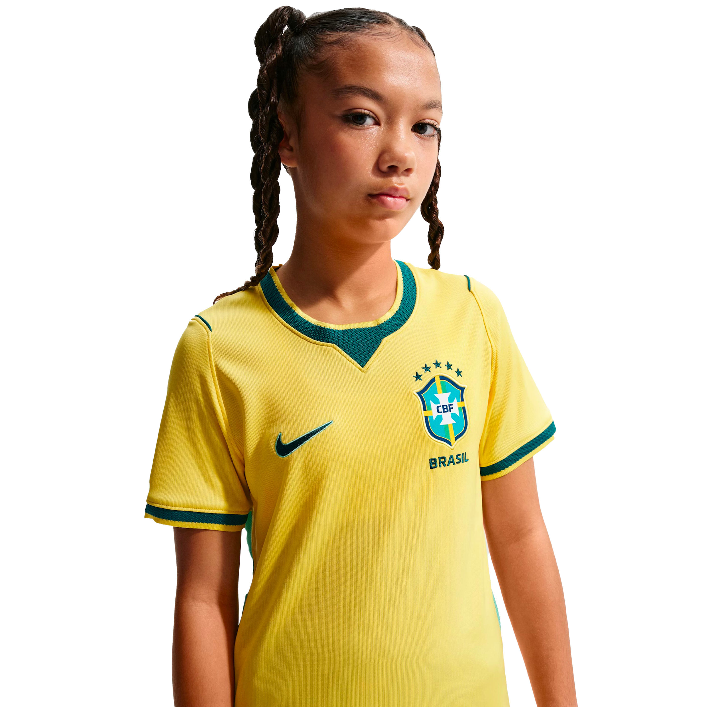 Camisa Infantil Brasil Nike Amarela vista frontal