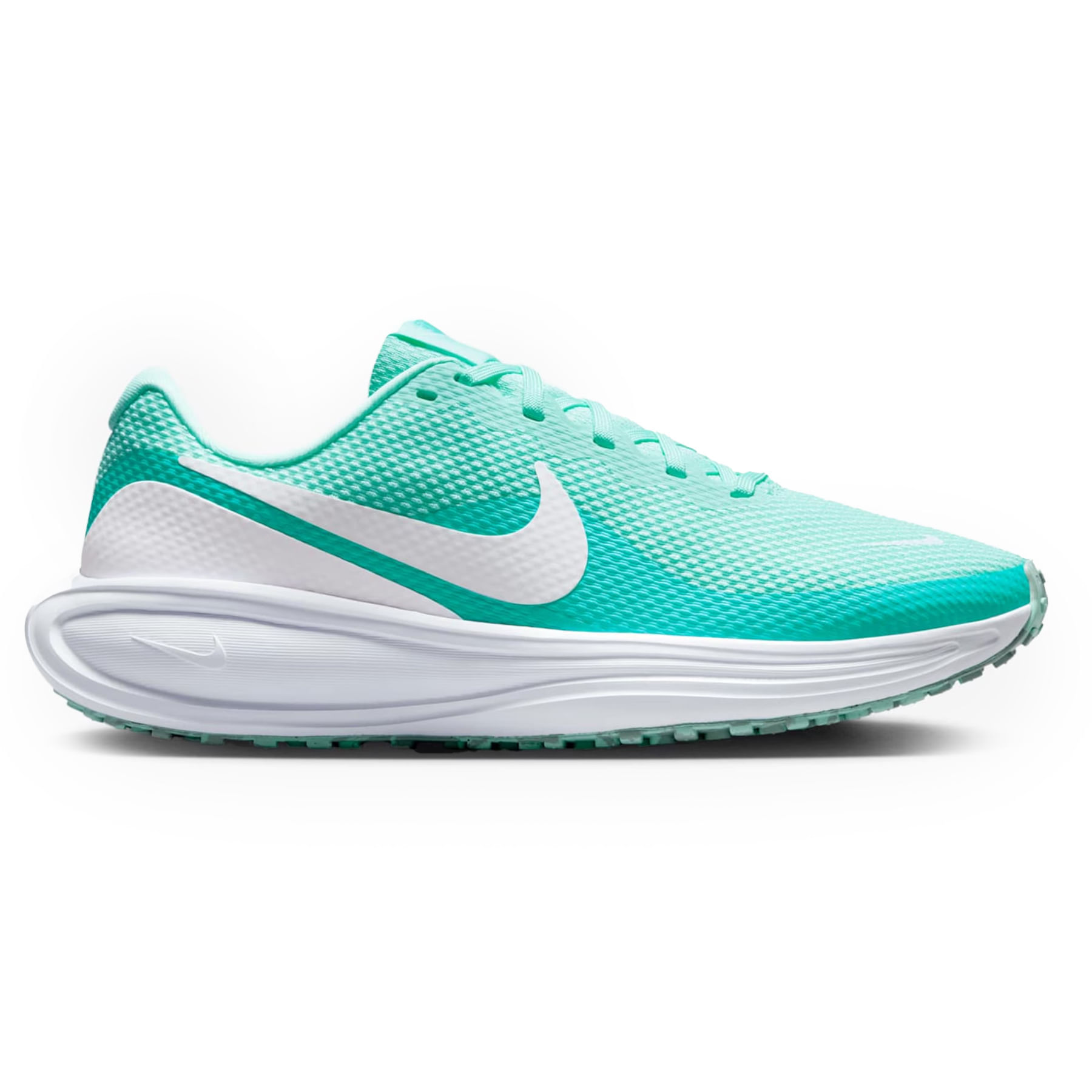 Tênis Nike Revolution 8 Feminino Verde vista frontal com detalhes em branco