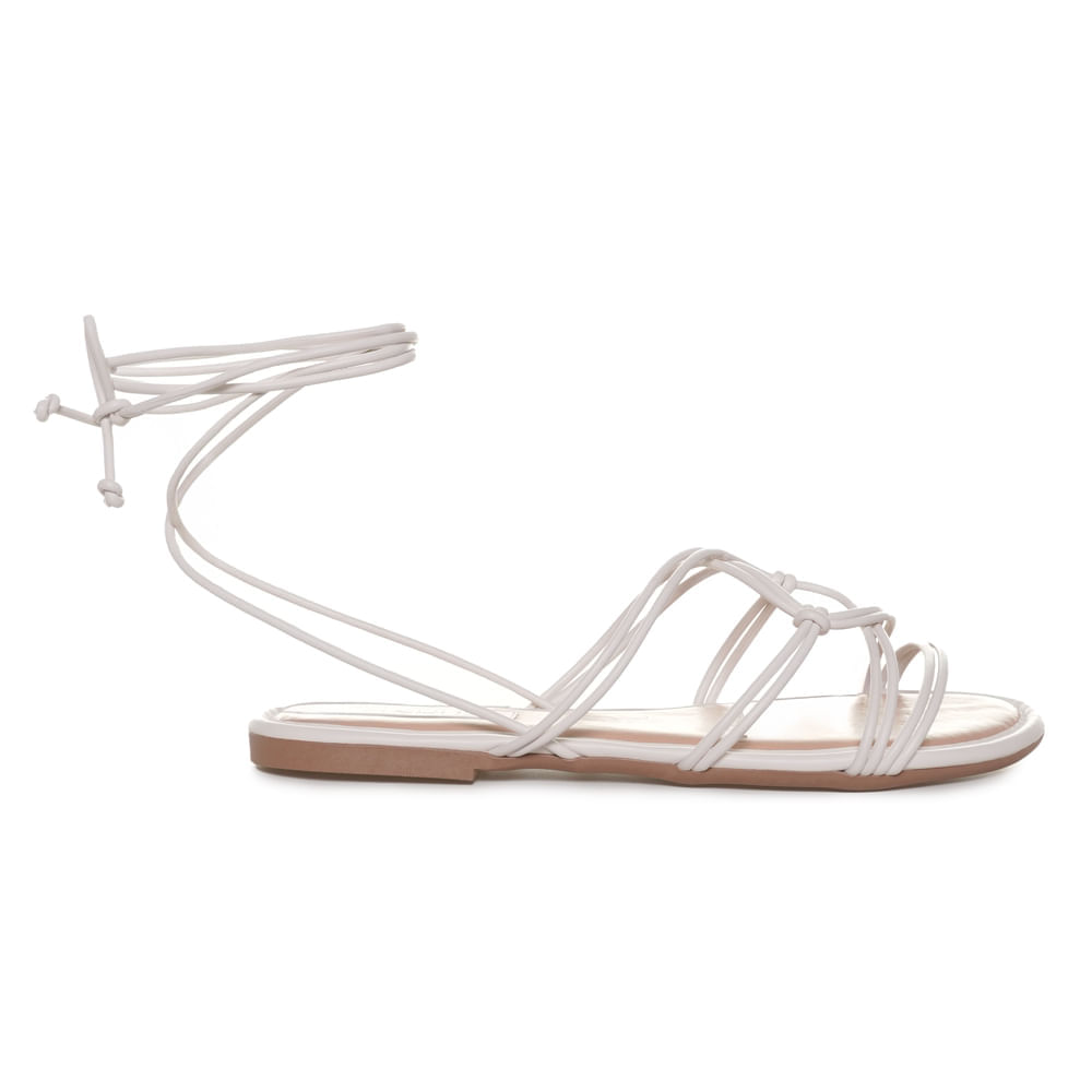 Sandália Feminina M Shuz Amarração Tira Off White