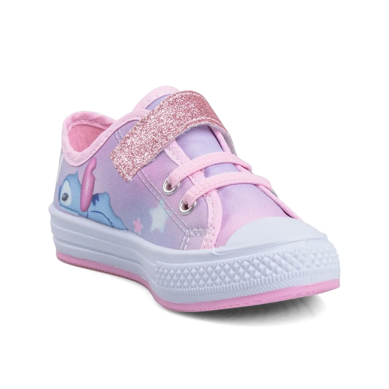 Tênis infantil Dyan Stitch rosa com palmilha anatômica e velcro
