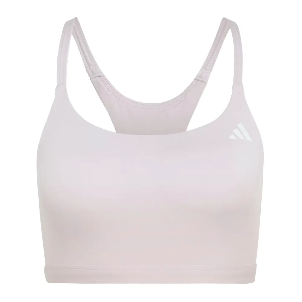Top feminino Adidas Optime Essentials lilás vista lateral