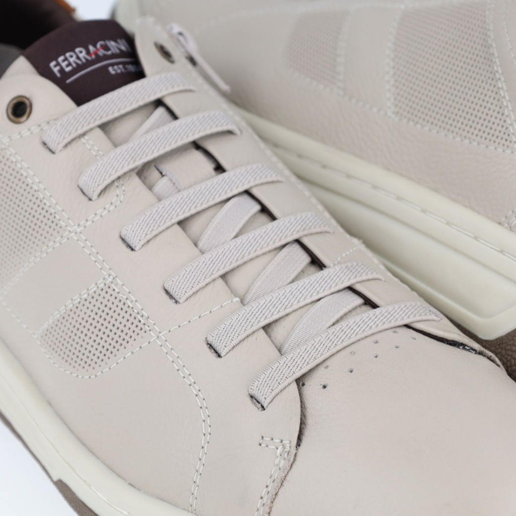 Tênis Ferracini Vox Couro Cinza Masculino vista frontal destacando design e material