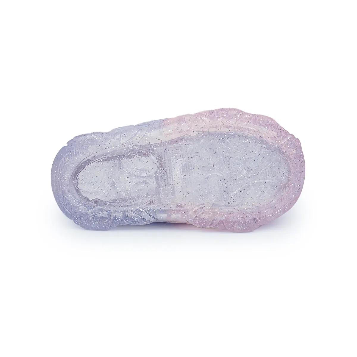 Solado transparente do tênis Pampili infantil com LED colorido e fechamento em velcro