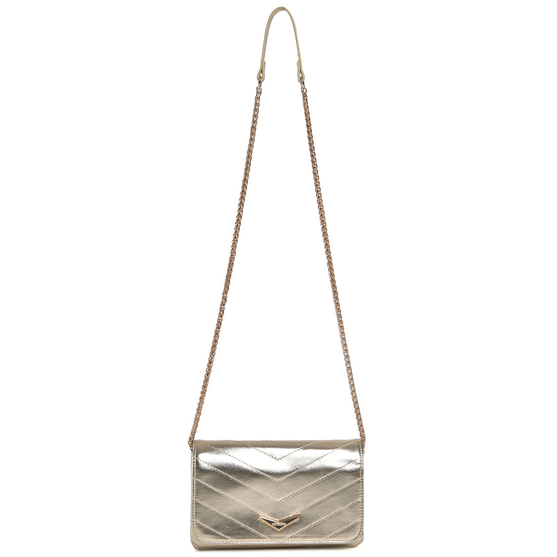 Bolsa Via Marte Tiracolo Dourado Metalizado