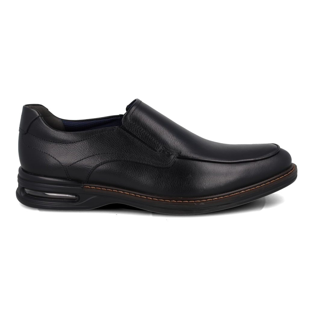 Sapato social masculino Democrata preto em couro com design robusto e moderno, destaque para solado com amortecimento AIR