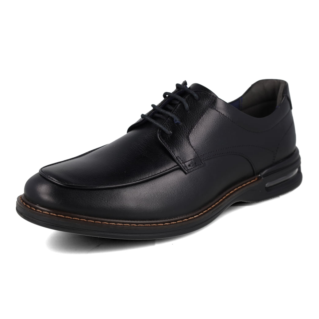Sapato Democrata Air Magnum masculino preto em couro legítimo visto em ângulo superior para seção de ajuste.