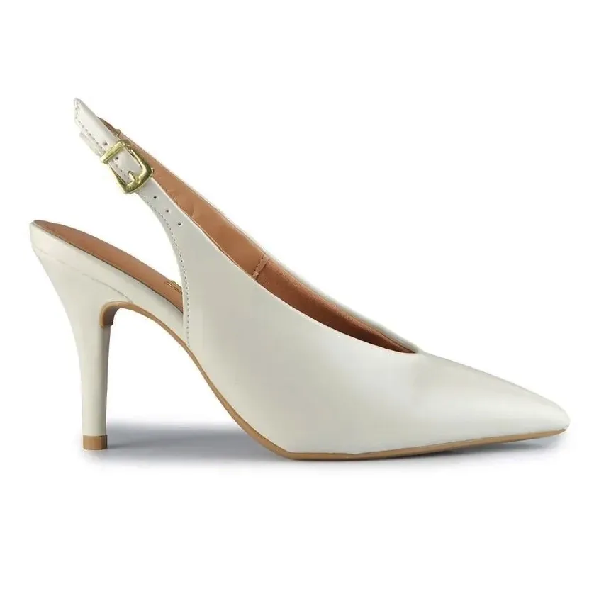 Scarpin Slingback Vizzano Salto Bico Fino Branco
