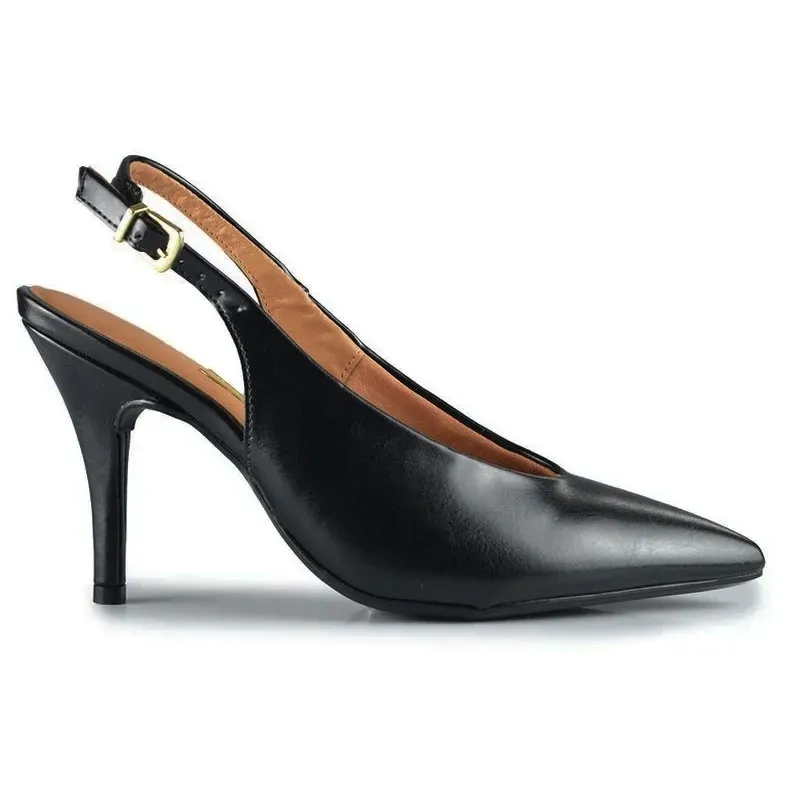 Sapato casual feminino em napa preto, vista frontal