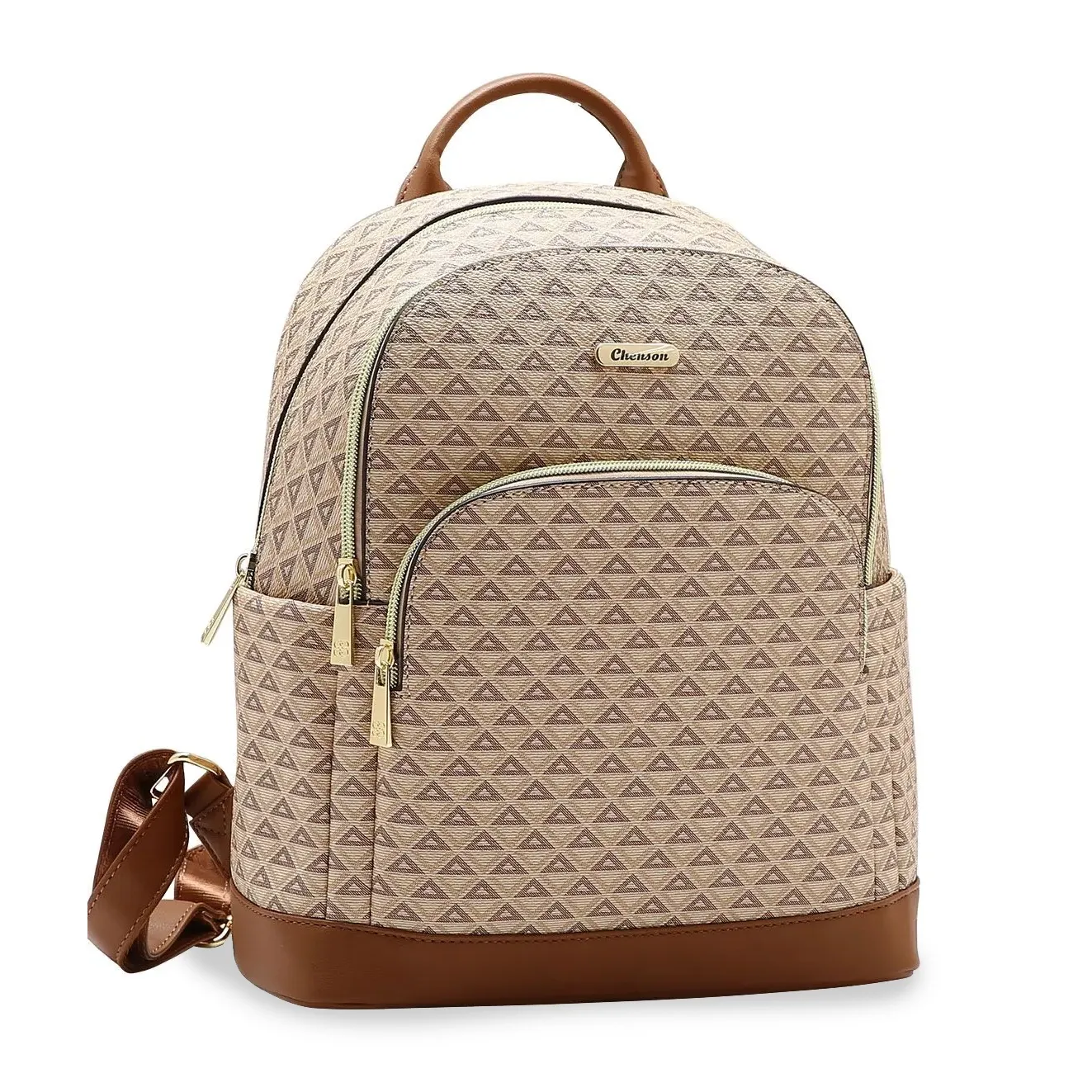 Mochila Chenson New Elemento Gráfico Feminina Marrom