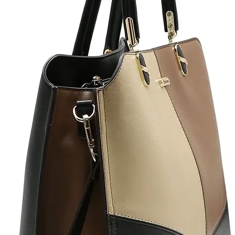 Detalhes da Bolsa Patchwork Chenson Clássico Feminina Preta