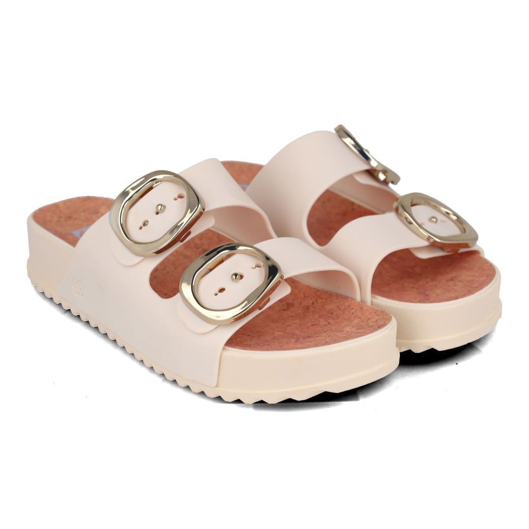 Papete Zaxy Slide Cortiça Partner Soft Feminino Off White vista alternativa para ajuste e conforto