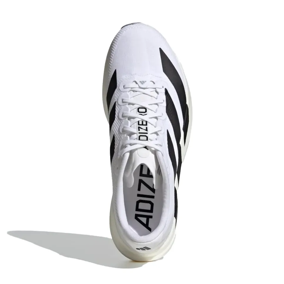 Tênis Adidas Adizero Evo SL branco feminino com tabela de numeração
