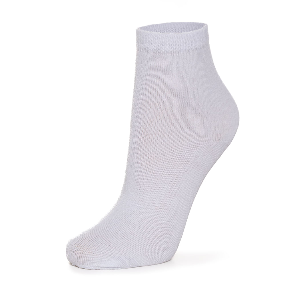 Meia infantil casual Done Head algodão na cor branca vista lateral