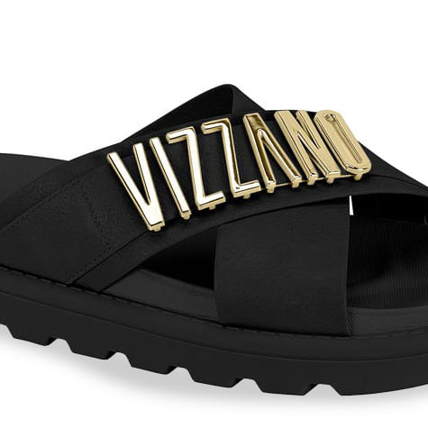 Chinelo Vizzano Papete Feminina Preto vista lateral mostrando solado antiderrapante e palmilha anatômica