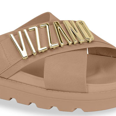 Chinelo Vizzano Papete Feminino bege mostrado em outro ângulo destacando o design moderno