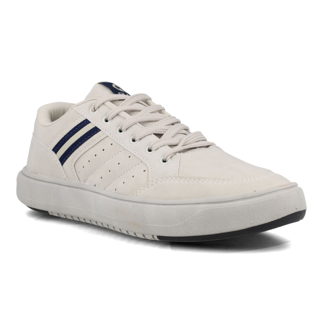 Tênis casual masculino Ollie off white modelo Astana3 vista lateral para ajuste