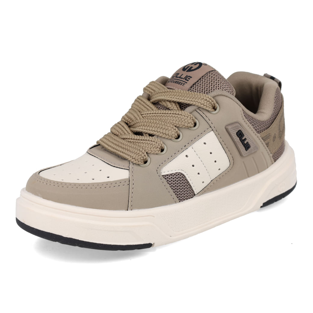 Tênis casual masculino Ollie Calçados Nitro2 cor taupe vista lateral para ajuste e conforto