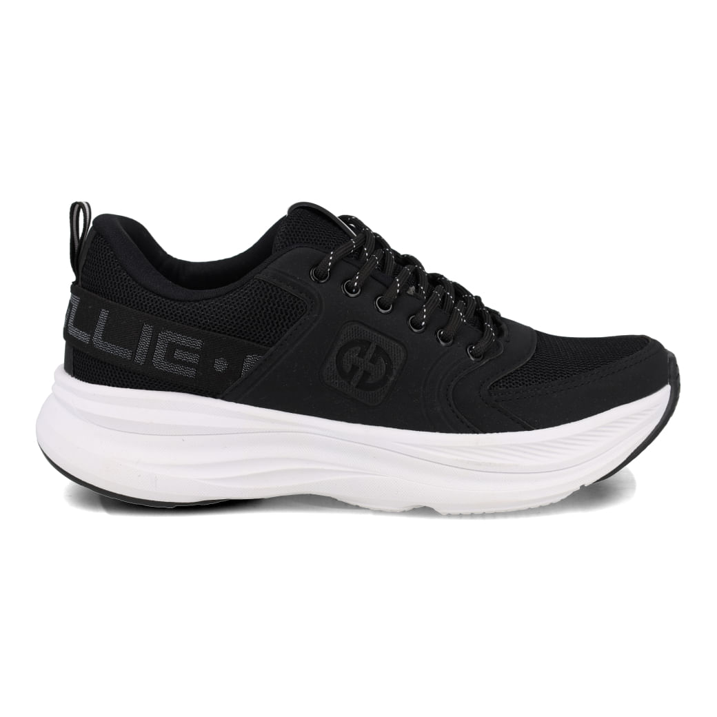 Tênis casual masculino Ollie Virtus preto com detalhes em branco e cadarço ajustável