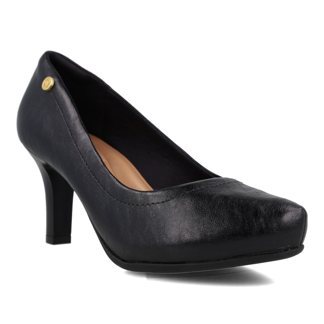Sapato Comfortflex Napa Shine Plus preto feminino visto de lado esquerdo para ajuste e conforto