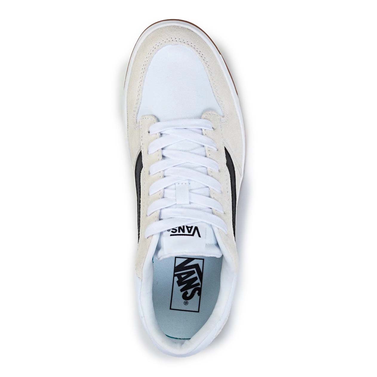 Tênis Vans Ryland LS masculino branco mostrando detalhes do solado e cabedal