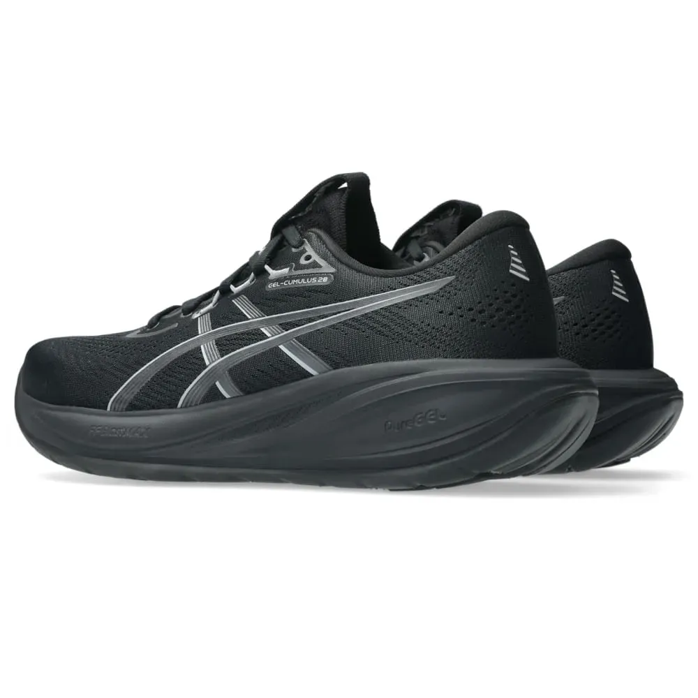 Tênis Asics Gel Cumulus 28 Masculino Preto em ângulo lateral para ajuste e conforto