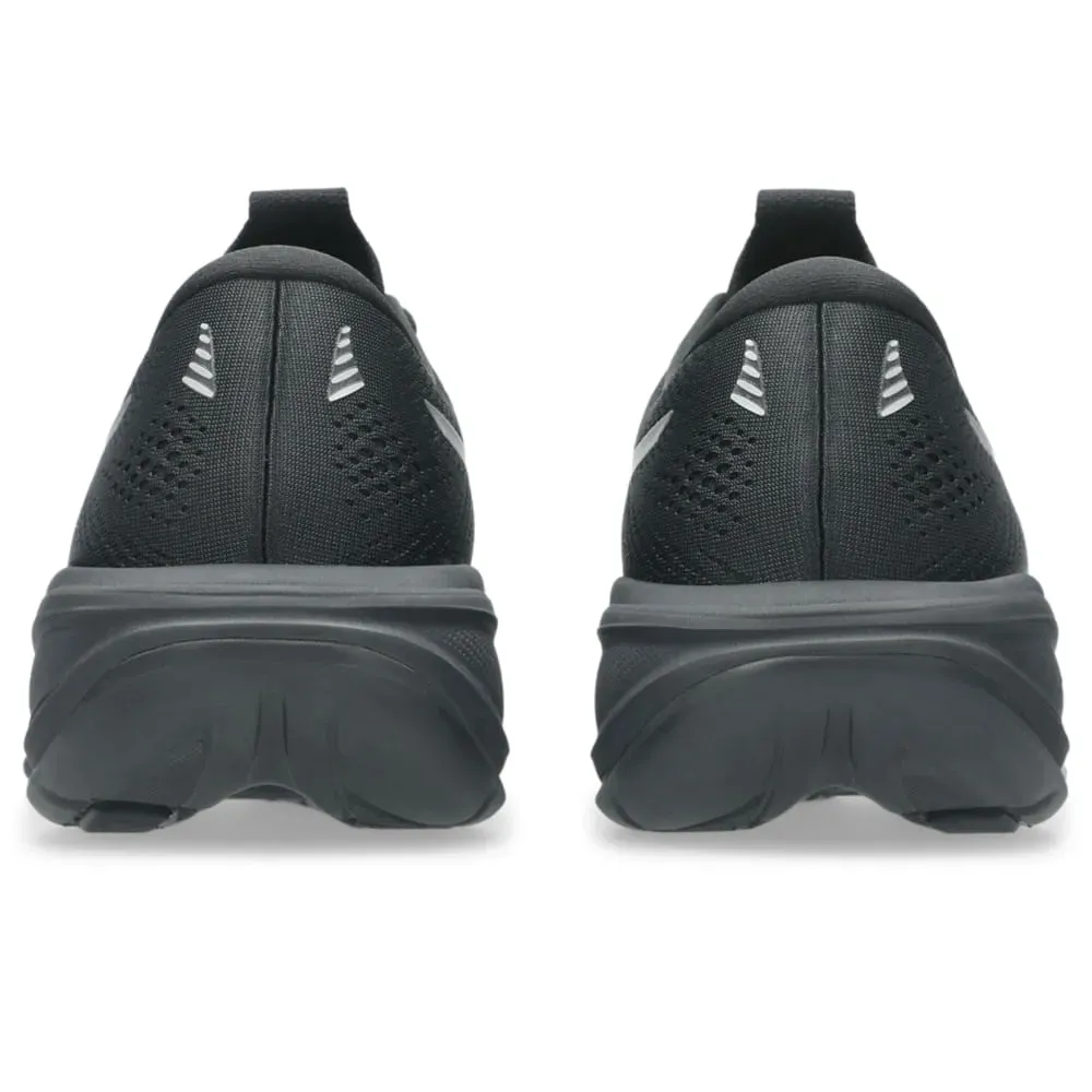 Tênis Asics Gel Cumulus 28 Masculino Preto mostrando detalhes e tabela de numeração