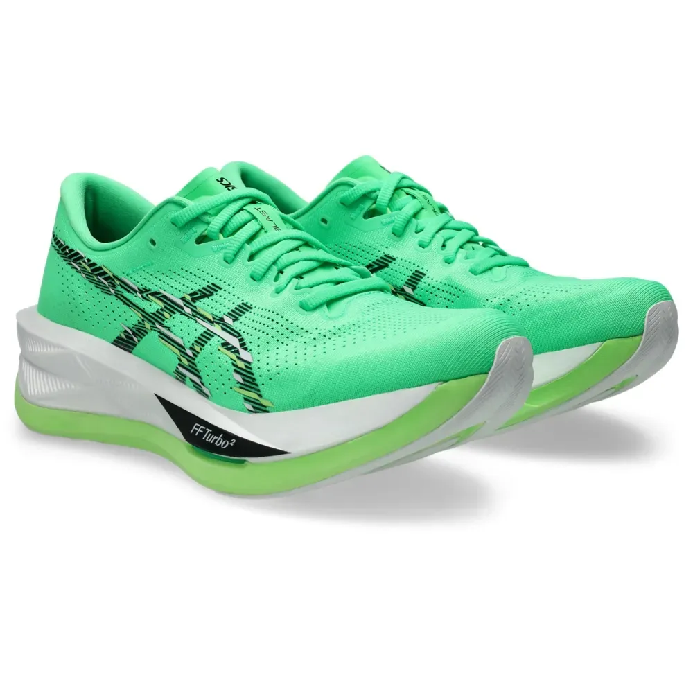 Tênis Asics Sonicblast Masculino Verde em ângulo lateral, mostrando detalhes do solado e design