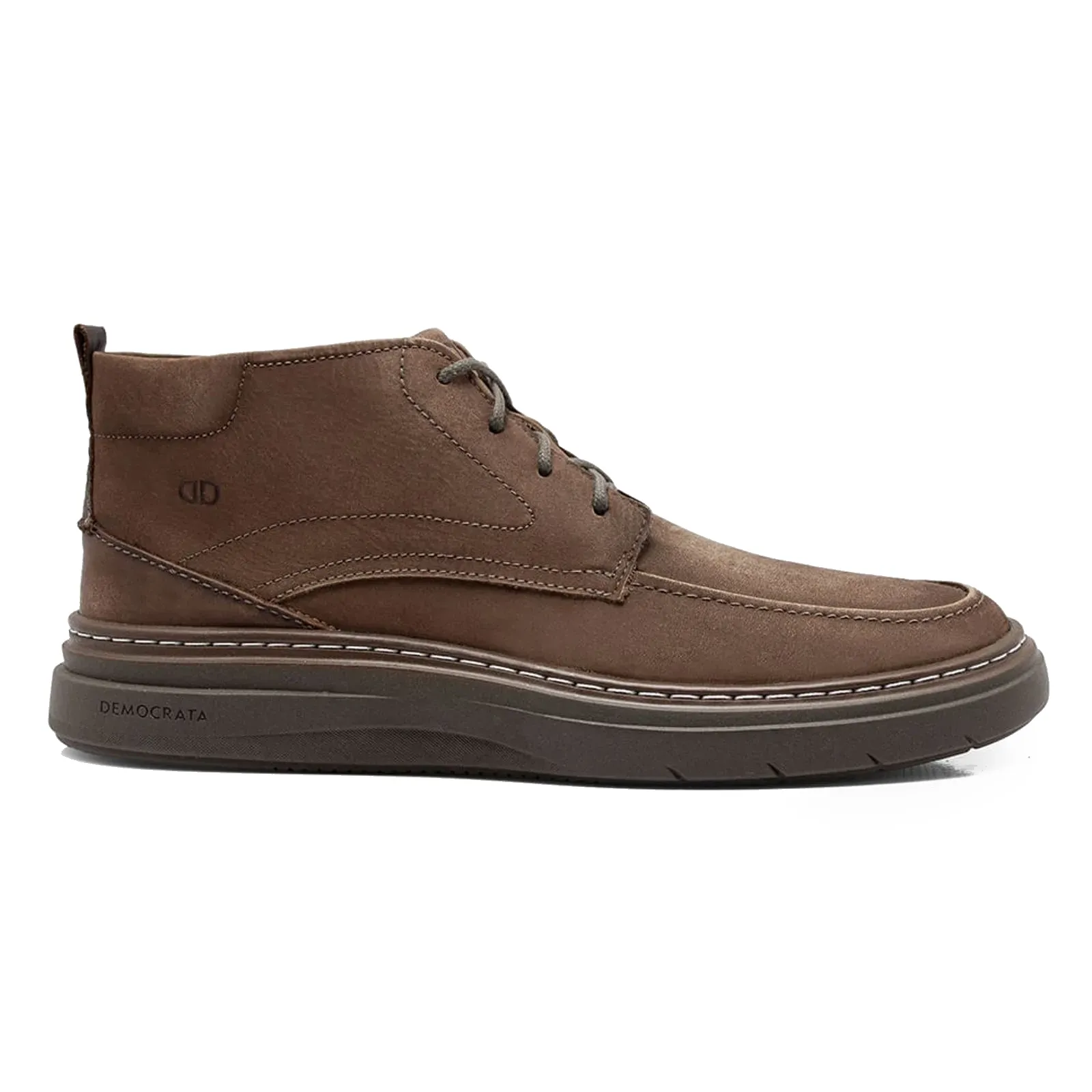 Bota Democrata casual masculina em couro marrom vista frontal com cano aberto mostrando interior acolchoado
