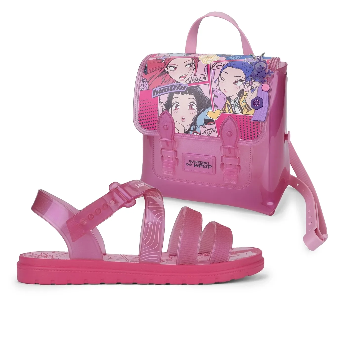 Sandália Grendene Casual Infantil na cor rosa perolado vista frontal