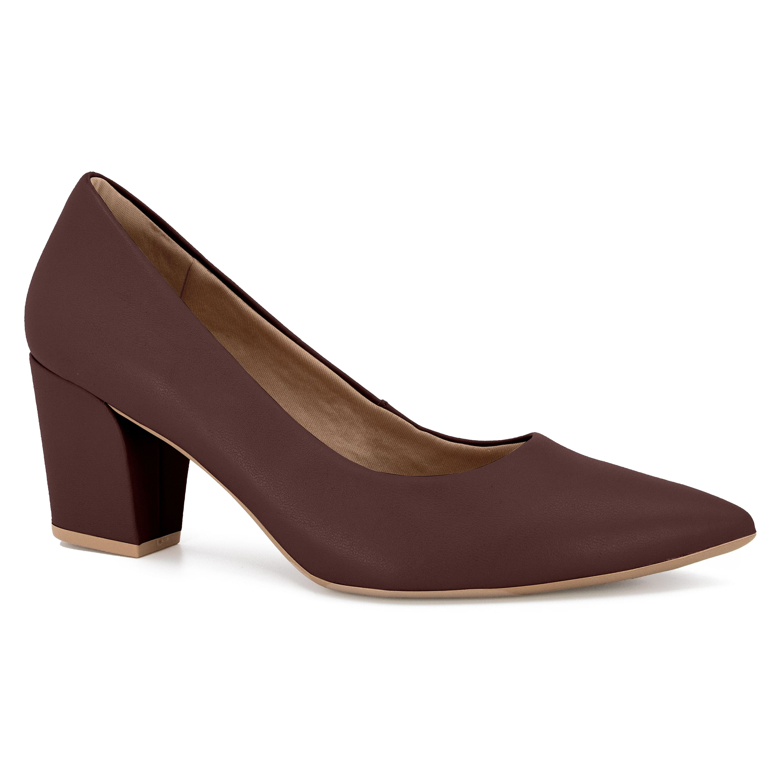 Scarpin Usaflex bordô com salto bloco para uso casual e elegante