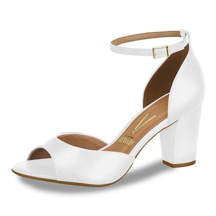 Sandália Vizzano Salto Bloco Elegance Feminina branca vista superior