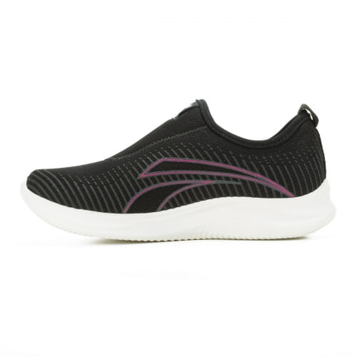 Tênis casual Kolosh Slip On feminino preto vista lateral para ajuste e conforto