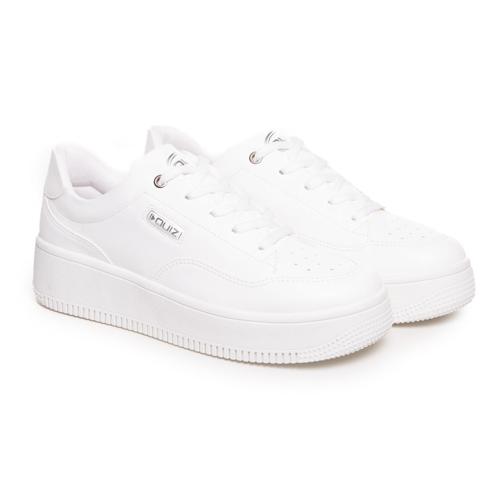 Tênis Casual Quiz Flat Form Feminino branco detalhes do solado
