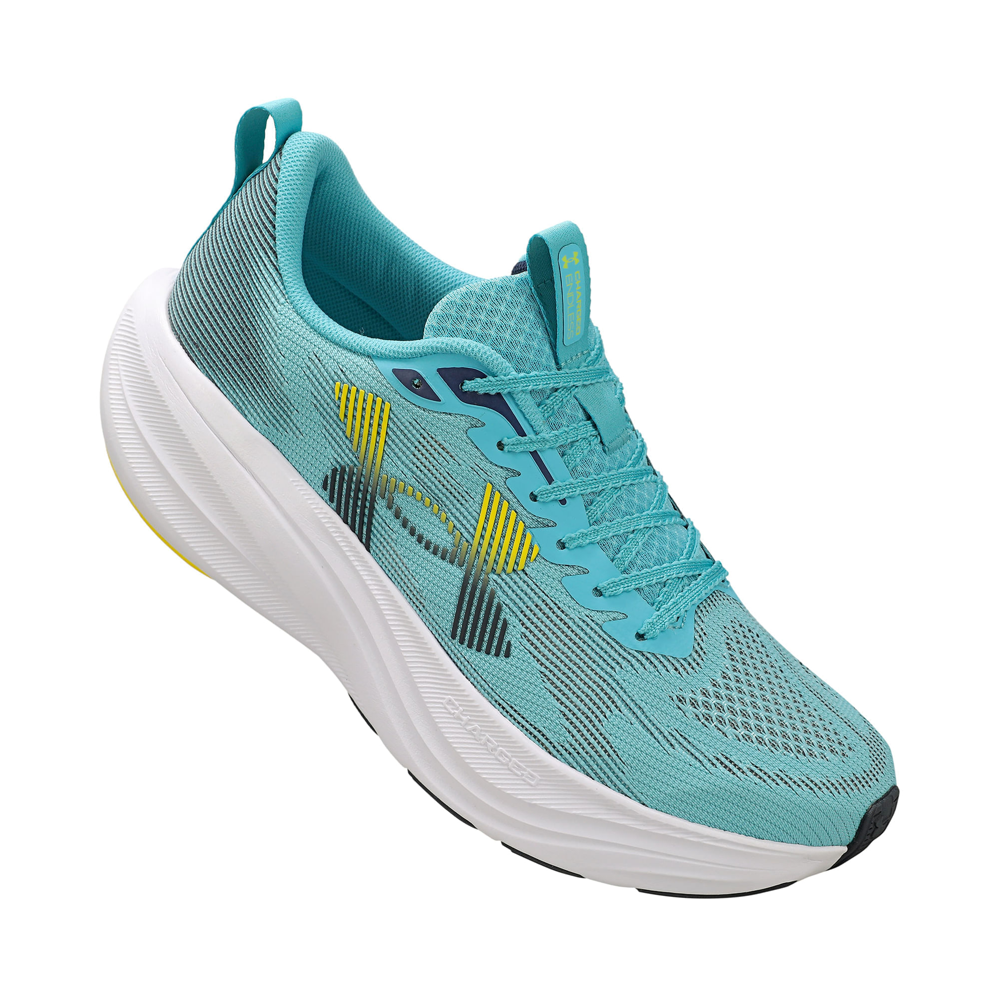 Tênis Under Armour Charged Endless Azul masculino mostrando lateral esquerda em outro ângulo