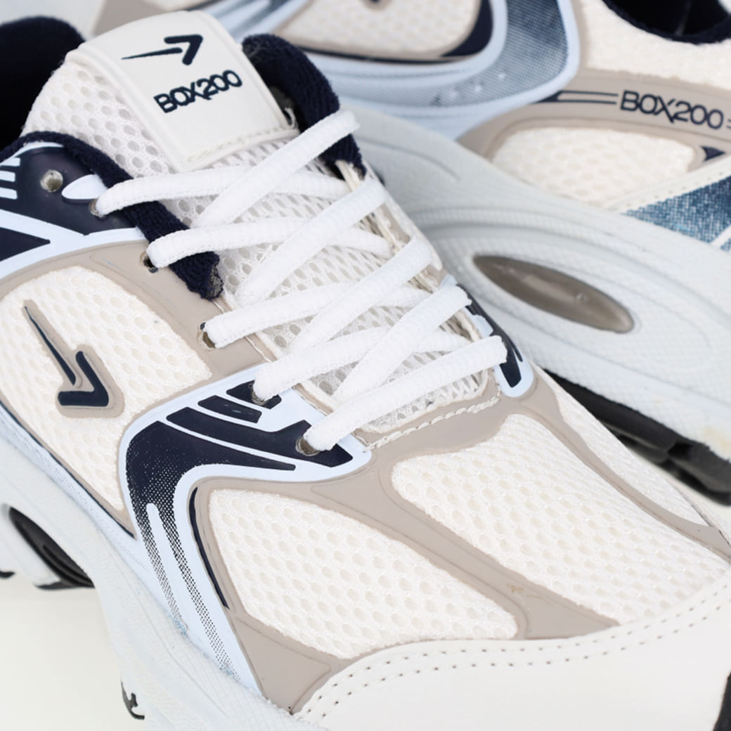 BOX200 CALCADOS TENIS CASUAL UNISSEX BRANCO/BRANCO/MARINHO BX2550