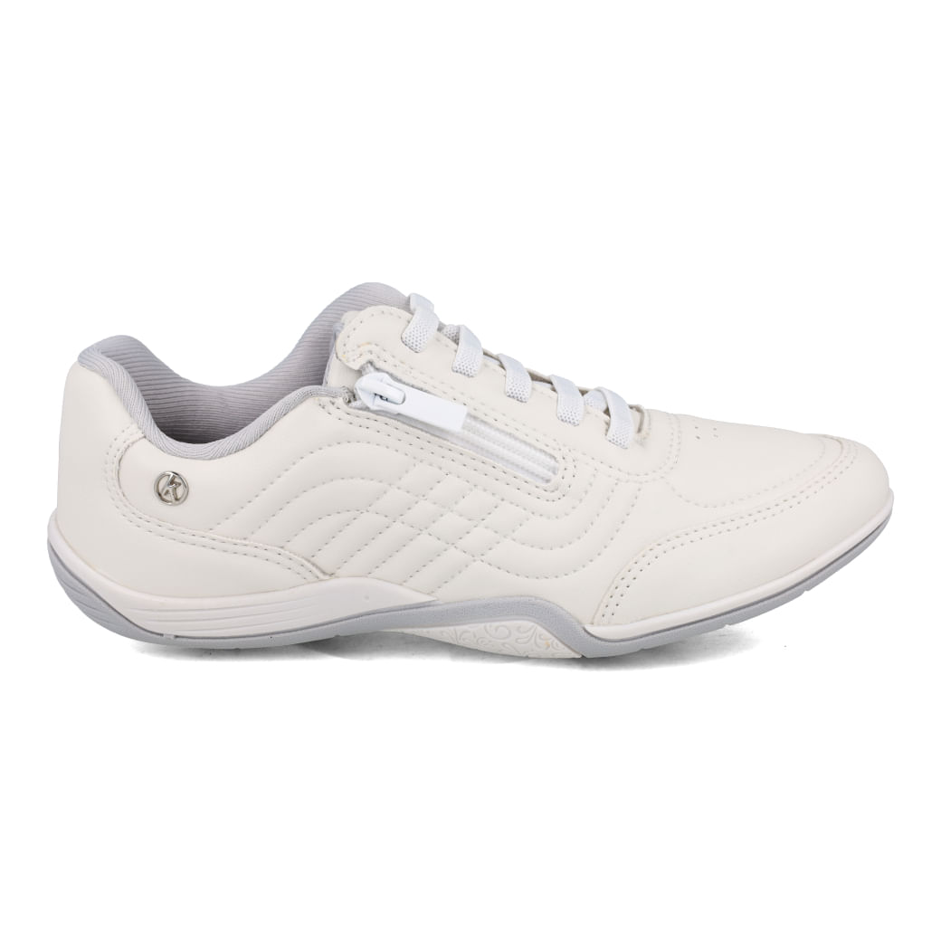 Tênis feminino branco Kolosh com fechamento por elástico e design casual