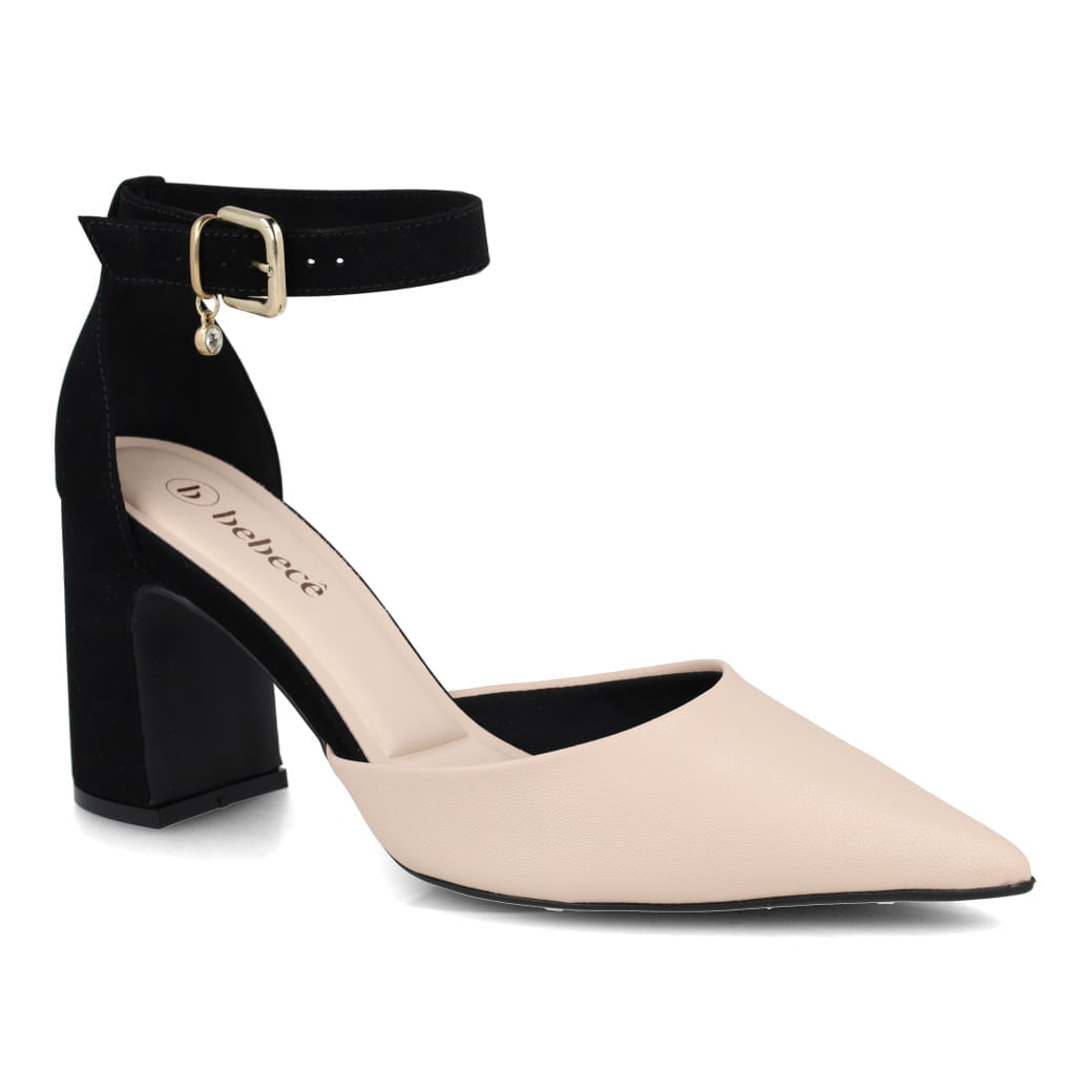 Scarpin feminino Bebecê preto com salto grosso vista frontal