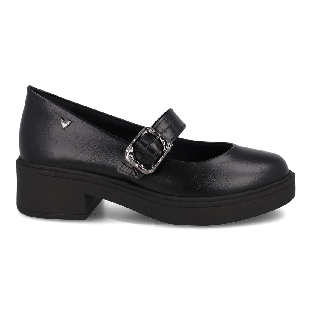 Sapato Mississipi Boneca Feminino Preto com fivela metalizada e salto bloco