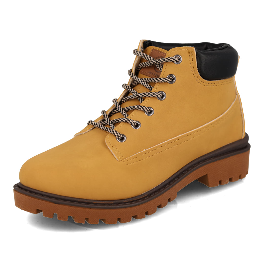 Bota infantil Molekinho couro mostarda vista lateral para ajuste e conforto