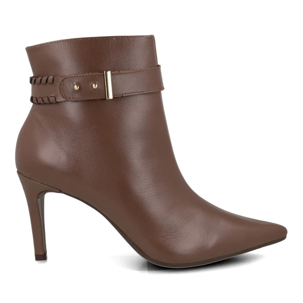 Bota Via Marte Casual Couro Marrom Feminina