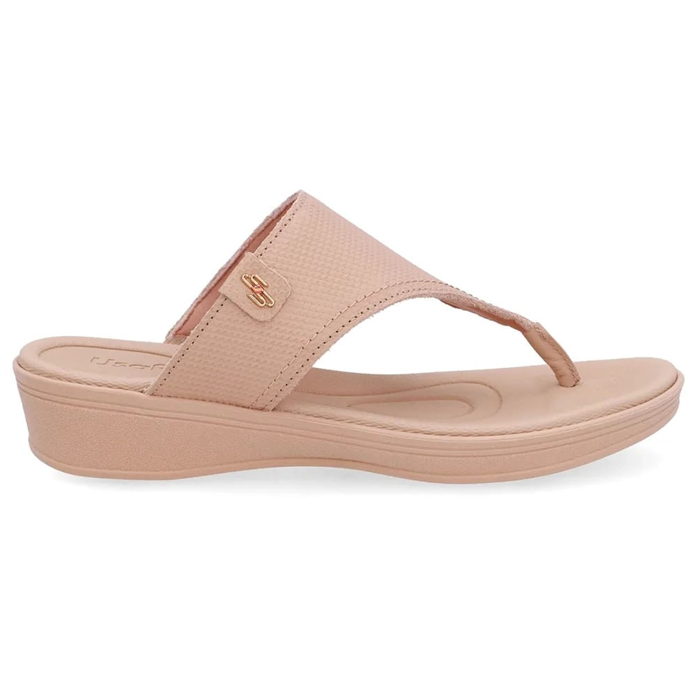 Tamanco Feminino Usaflex Anabela Couro Rosa Blush
