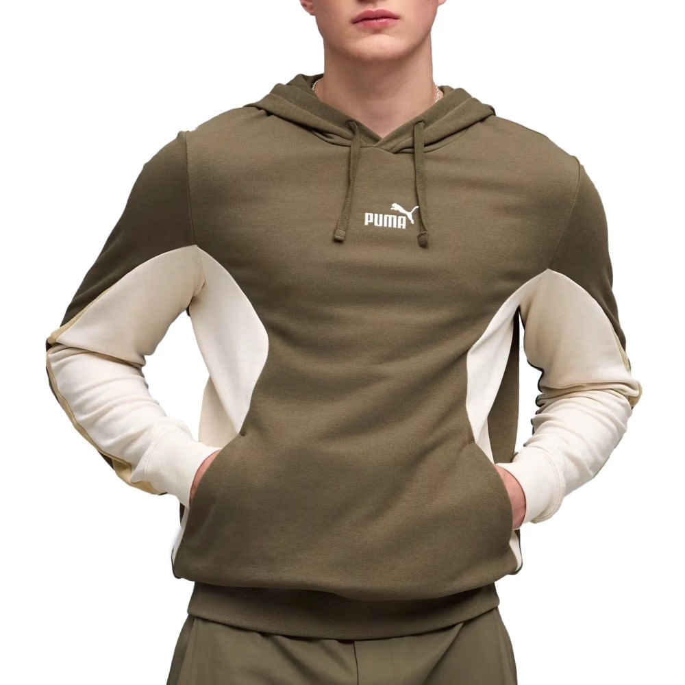 Casaco Moletom Puma Block Hoodie Masculino Verde Casual