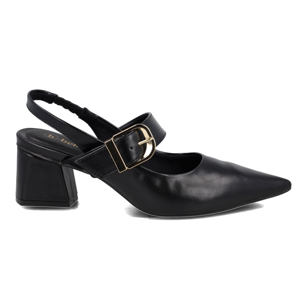 Scarpin Slingback Bebece Salto Bloco Feminino Preto