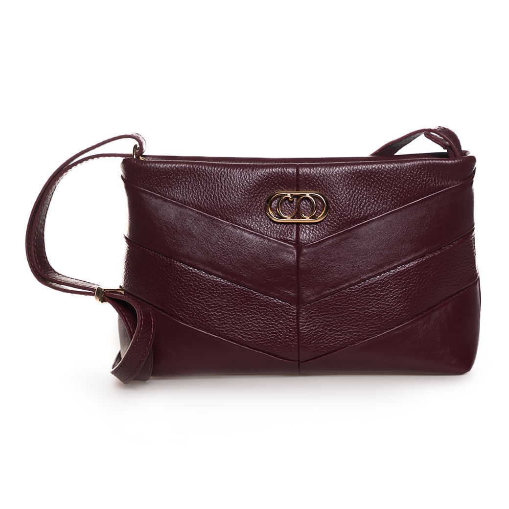 Bolsa feminina bordô Classe Couro Valen Matelassê vista em detalhe para uso casual e trabalho.