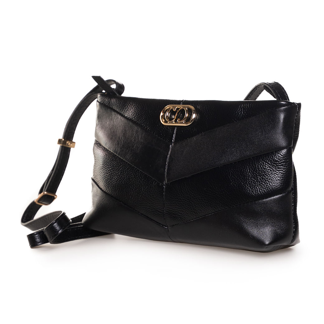 Bolsa Classe Couro Valen matelassê preta para uso casual e trabalho