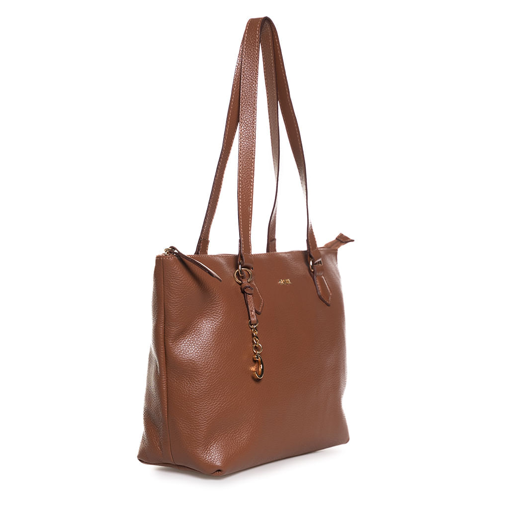 Bolsa shopper bag Classe couro caramelo com design sofisticado e funcional
