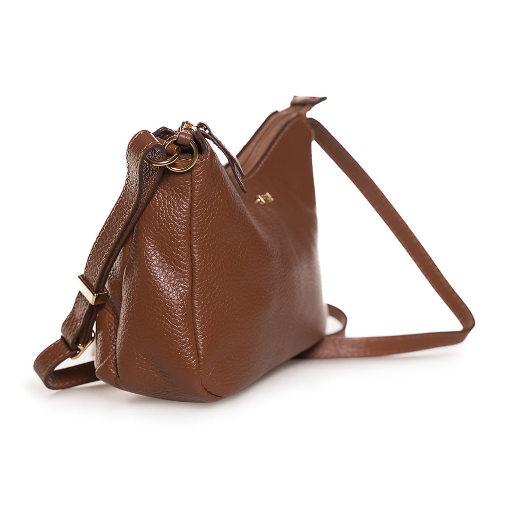 Bolsa crossbody Classe Couro caramelo com detalhes elegantes e acabamento de alta qualidade
