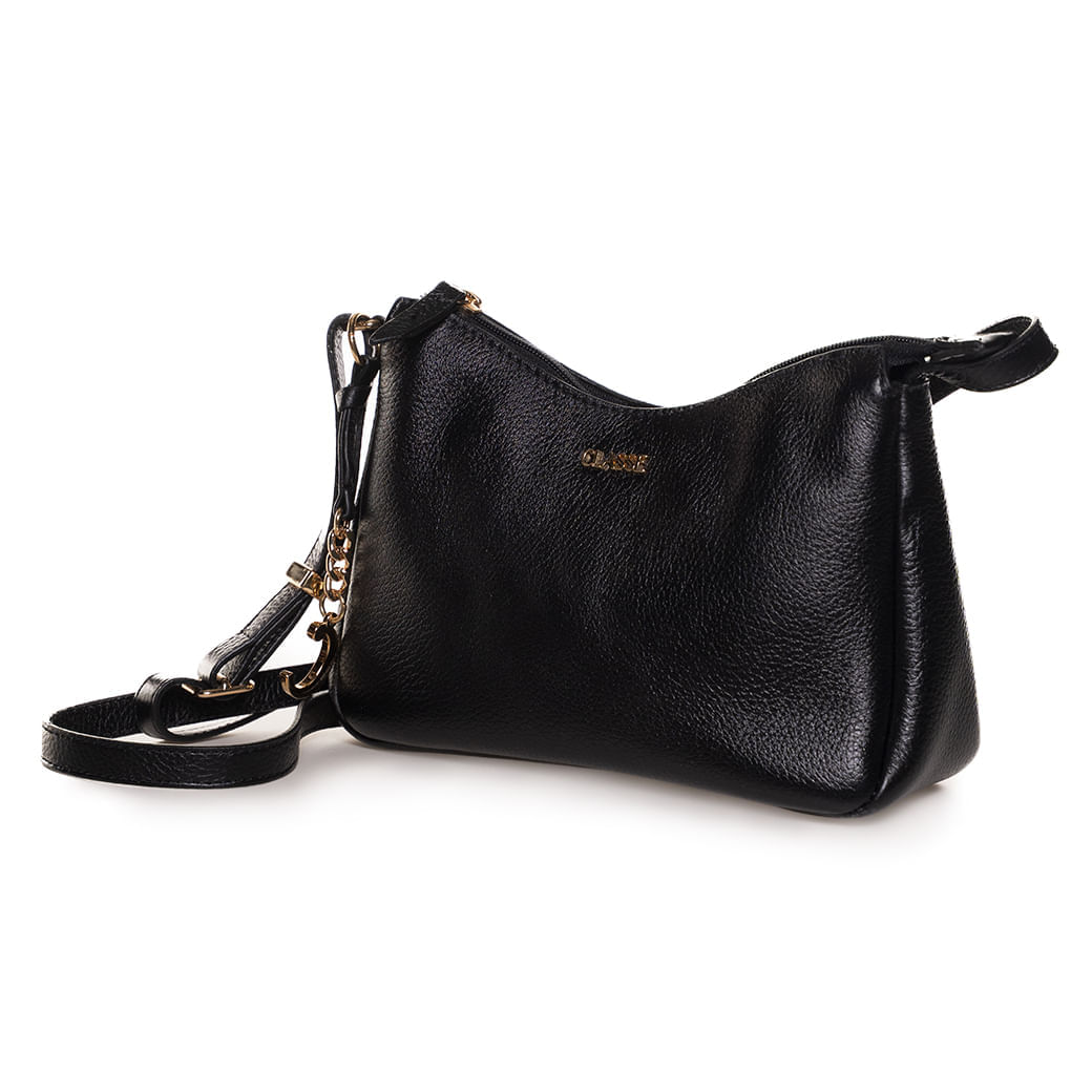 Bolsa crossbody preta Classe Couro para uso diário e ocasiões urbanas