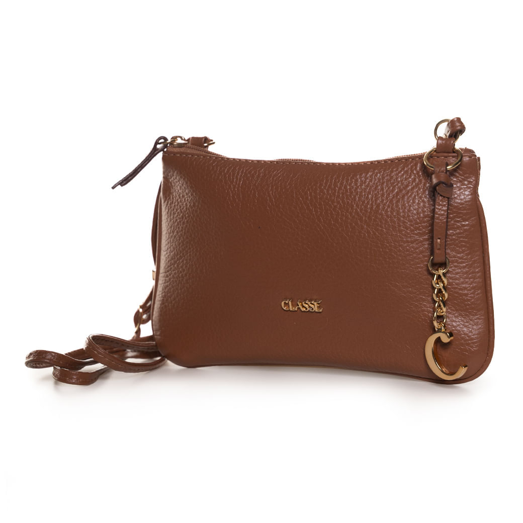 Bolsa crossbody Classe Couro Veta feminina caramelo vista frontal